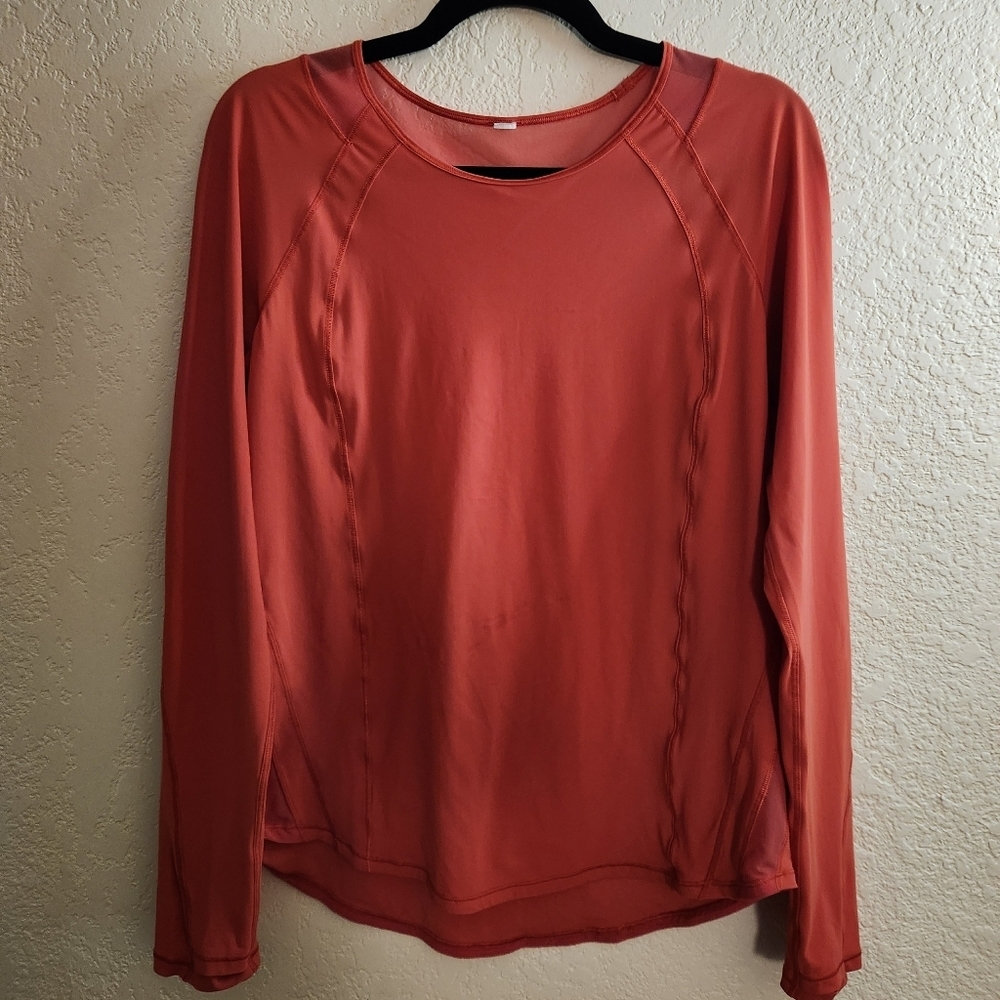 Lululemon Orange Longsleeve With Mesh sz 10